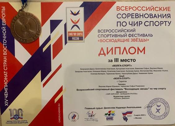 Ученики лицея заняли 3 место в Всероссийских соревнованиях по Чир Спорту.